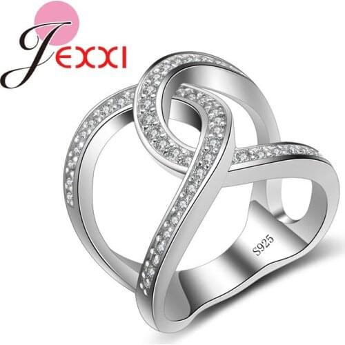 Creative Design Fashion Cross Shape Rhinestone Finger Rings Elegant Jewelry Women Wedding S925 Stamp Silver Rings