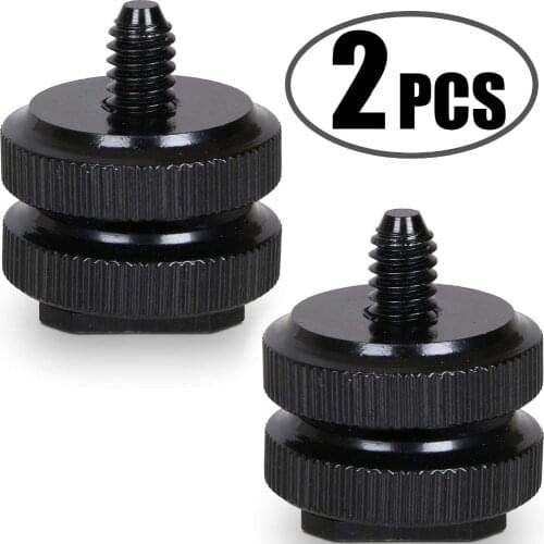 Camera Hot Shoe Mount to 1/4"-20 Tripod Screw Adapter Flash Shoe Mount for DSLR Camera Rig (Pack of 2)