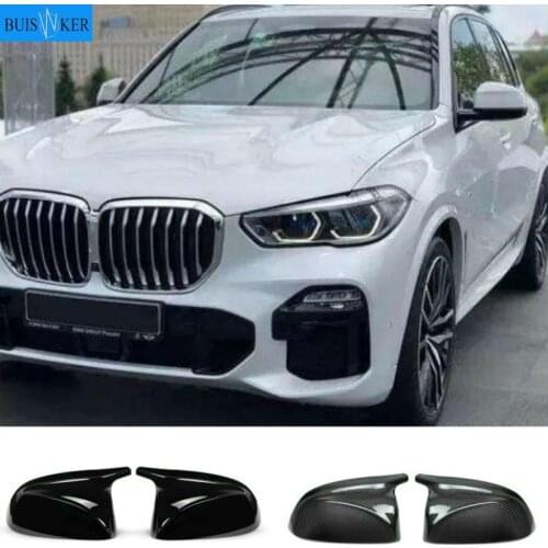 Carbon Fiber Side Mirror Cover Cap For BMW X3 G01 2018 2019 X4 G02 X5 G05 X7 G07 horn Wing Rearview Case Shell Cover Replacement