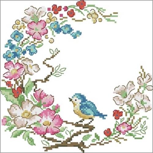 Hot selling Branch bird wreath patterns Counted Cross Stitch DIY Chinese Cross Stitch Kits Embroidery Needlework Sets