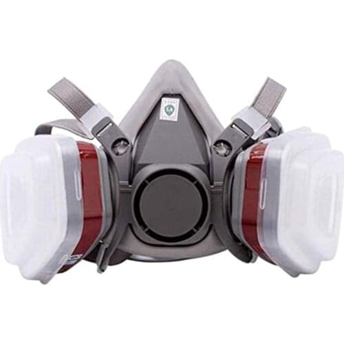 7 In 1 Paint Spray Gas Mask ,Full Face Protection Organic Gas Filter Mask Reusable Respirator Gray Personal Protective Equipment
