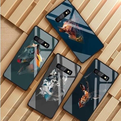 Minimalist animal Tempered Glass Phone Case For Samsung Galaxy S8 S9 S10 S20 PLUS J6 J8 2018 NOTE 8 9 10 Cover Shell