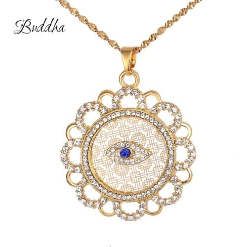 Fashion Turkey Evil Eye Pendant Necklace Fatima Hamsa Hand Middle East Necklace Marquise Muslims Protection Allah Jewelry