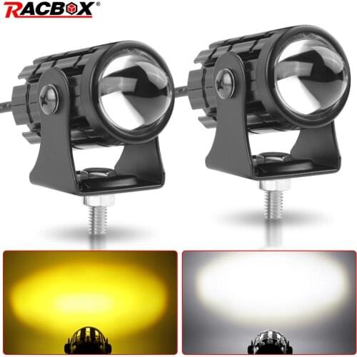 Motorcycle Spotlight Projector Lens Dual Color mini LED Headlight yellow white Driving lamp Universal for Trucks SUV ATV cars
