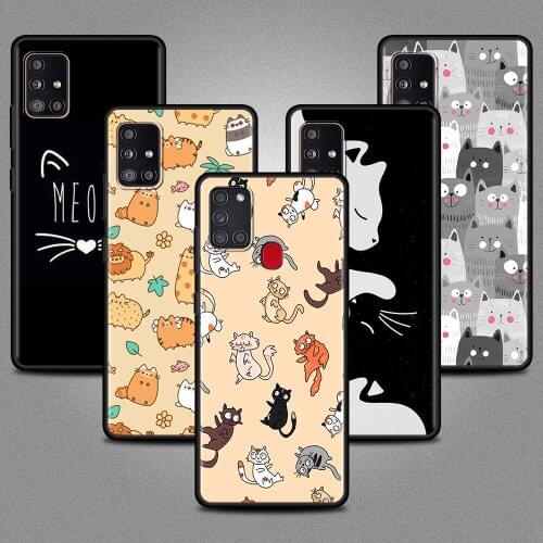 Soft Bumper Case For Samsung Galaxy A51 A71 A21s A50 A12 A31 A41 A52 M31 A42 A32 M51 A11 A02s Silicone Cover Happy Cat Day! Fall