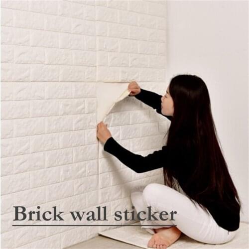 3D Brick Wall Stickers DIY Self Adhesive Decor Foam Waterproof Wall Covering Wallpaper for TV Background Kids Living Room
