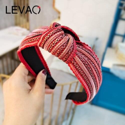 LEVAO Europe America Top Knot Headband Straw Mat Woven Hairband For Women Hair Accessories Broadside Headband Hair Band For Girl