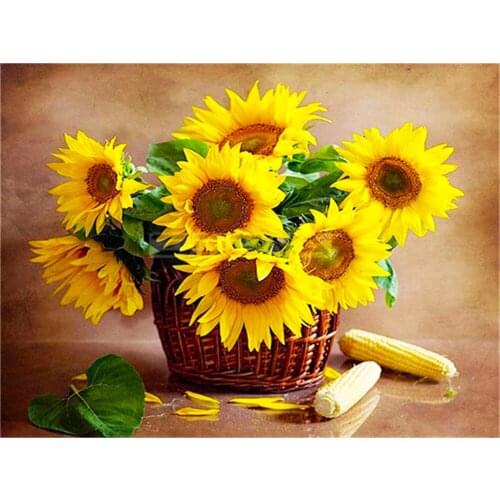 Sunflower Flower Printed 11CT Cross Stitch DIY Embroidery Complete Kit DMC Threads Craft Sewing Needlework Hobby Home Package
