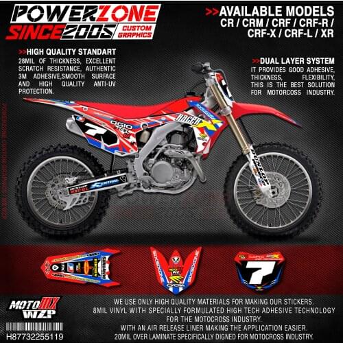 PowerZone Custom Team Graphics Backgrounds Decals 3M Stickers Kit For HONDA CRF250R 2014-2017 CRF450R 2013-2016 119