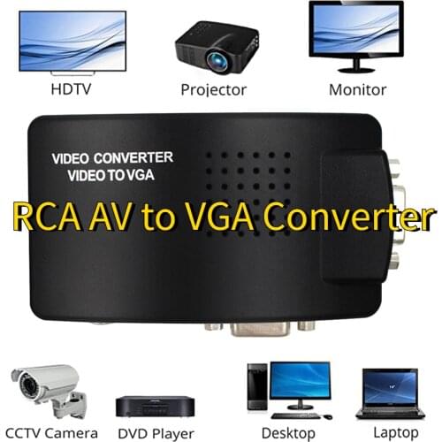 RCA Composite Converter VGA S-Video RCA to VGA Adapter HD 1080P Video Converter for CCTV DVR PC Laptop to TV Projector