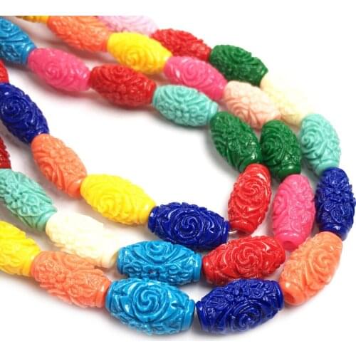 Synthetic Coral engraving Pattern Column shape Punch loose beads isolation bead for Jewelry making DIY bracelet accessories