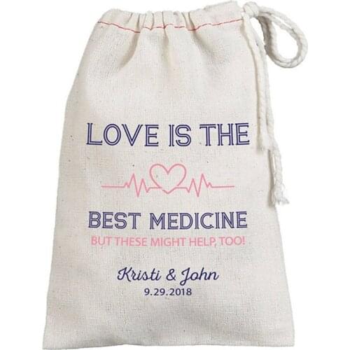 Love is the Best Medicine custom wedding survival Kit bags Bachelorette decor hen weekend gift bag bridesmaid favor Remedy bags