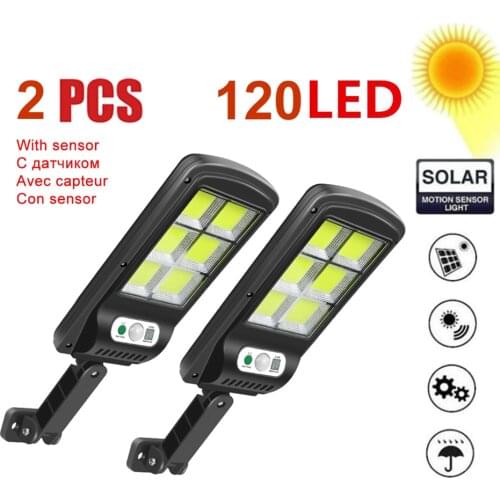 2pcs tabular oblong 3 Modes LED COB Outdoor Solar Wall Lamp Waterproof PIR Motion Sensor Garden Light Solar Powered Spotlight Su