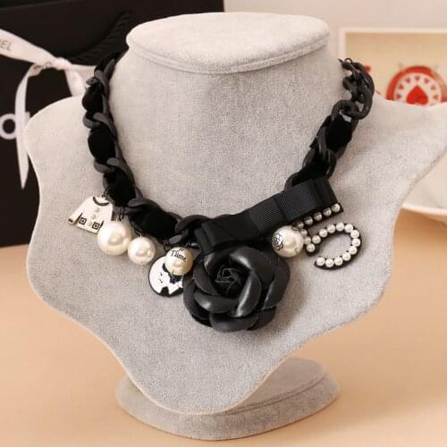 Rose Number 5 Bow Statement Necklace Charms Fashion Choker Necklace CNANIYA Brand Women Designer Jewelry Joyeria Collar Perlas