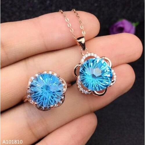 KJJEAXCMY boutique jewels 925 pure silver inlaid natural torpid pendant necklace ring set support test