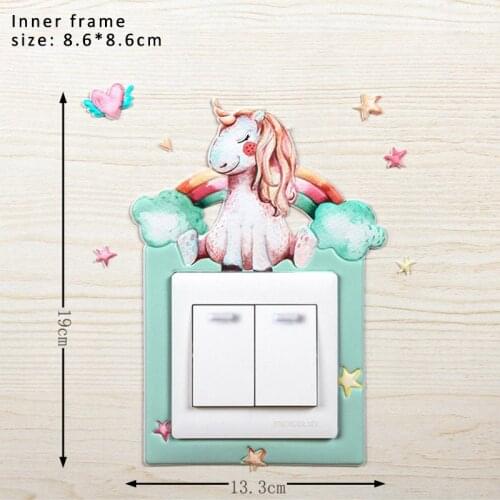 Kid Room Decor On-off Protective Cover for Switch Outlet PU Leather Cartoon Animal 3D for Household Wall Sticker Luminous 1Pcs