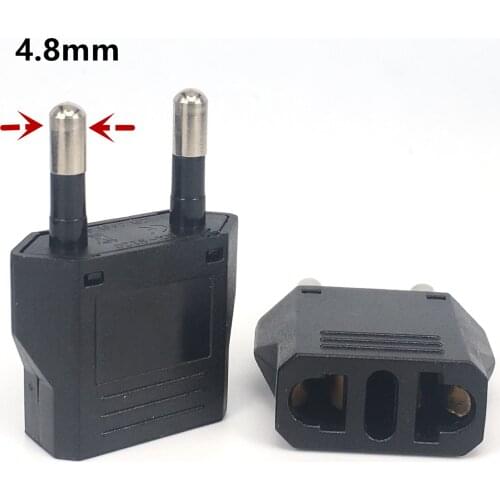 1 PC 4.8mm EU Plug Adapter China To EU European Travel Adapter Electric Plug Adapter Converter Power Charger Sockets AC Outlet