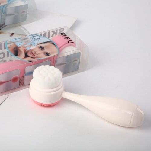 1pc Bowling Face Brush Silicone Double-sided Soft Hair 3D Manual Cleaning Brush Skin Care Cosmetic Beauty Tools