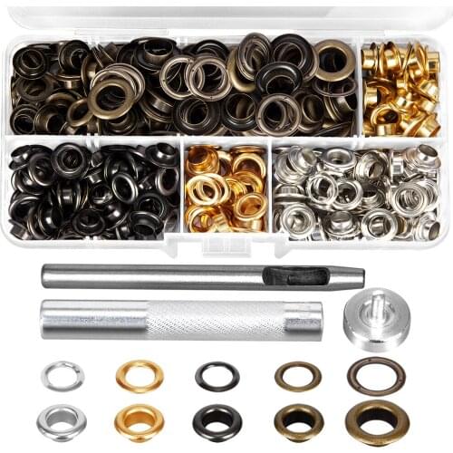 250pcs Eyelet Grommet Punch Die Installation Tool Set for Leather Craft Clothing Grommet Banner Accessories