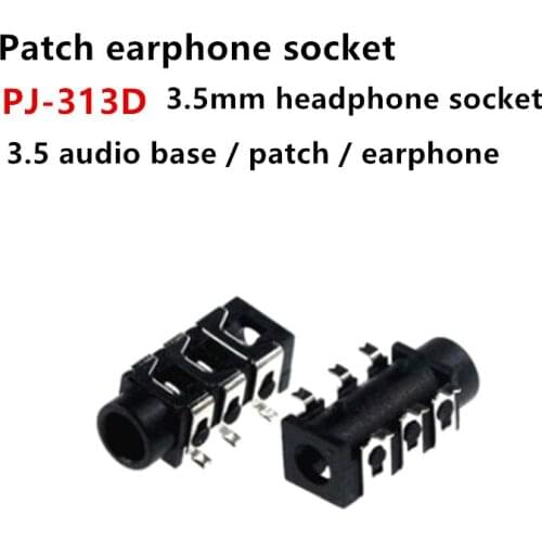 5pcs 3.5mm Audio Connector Headphone Jack Socket PJ-313G/PJ-313 Patch Audio Earphones Socket