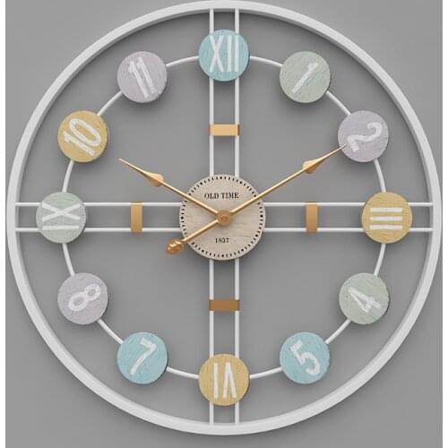 50cm 3D Retro Nordic Wall Clock Metal Roman Numeral DIY Decor Luxury Wall Clock For Home Living Room Bar Cafe Silent Round Watch