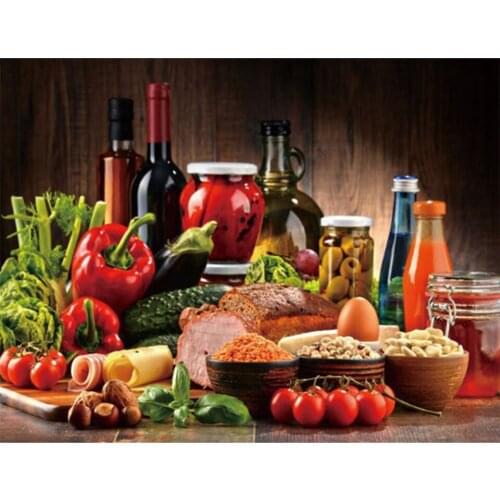 5D Diy Fruit Vegetables Pictures Diamond Painting By Number Full Drill Square Drill Mosaic Diamond Embroidery Food Kitchen Decor