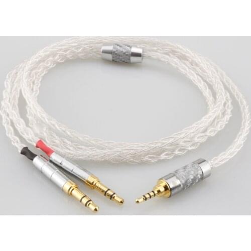99% Pure Silver 8 Core Headphone Cable For Denon AH-D600 D7100 Hifiman HE1000se HE6se he400i he400se arya