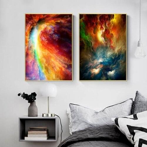 Abstract Color Nebula Wall Art Cosmic Cloud Canvas Painting Modern Posters and Prints Pictures for Living Room Home Decoration