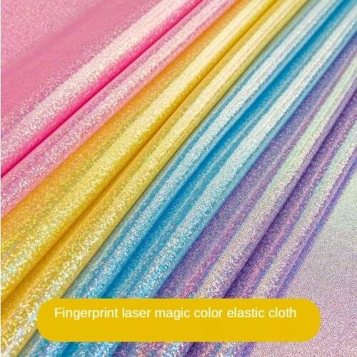 Sequin Fabric By The Meter Bronzing Cloth Background Decorative Fabrics Laser Symphony Brocade for Sewing Blue Black White Diy