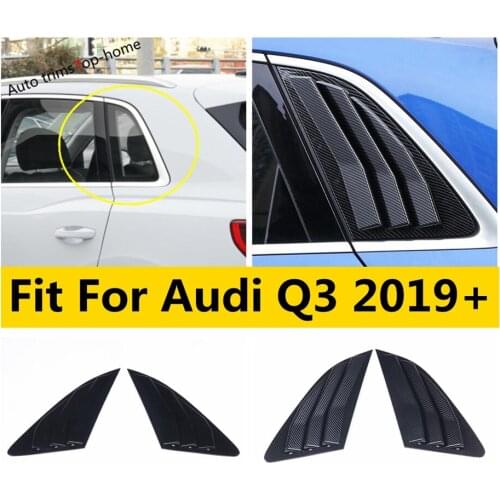 Yimaautotrims Rear Window Louver Shutter Plastic Decoration Cover Trim Black / Carbon Fiber Look Kit Fit For Audi Q3 2019 - 2021