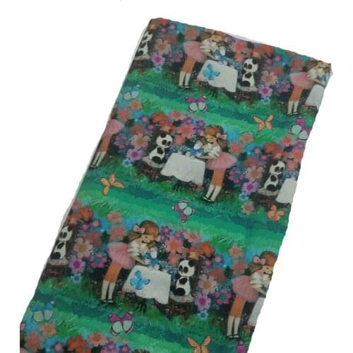 Brand New Panda Girl Printed Cotton Fabric 50x105cm Design 015 Fabric Patchwork for Cloth Dress Party Home Decor