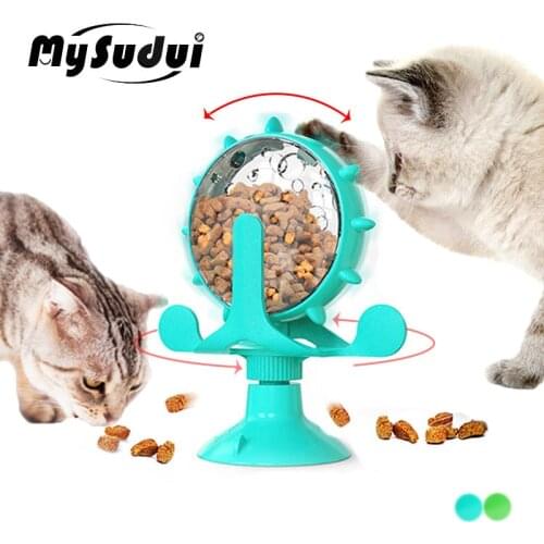 Dog Cats Toys Spinning Leak Food Cat Educational Toys Interactive Food Toy Turntable Teaser Training Slow Feeder For Small Dogs