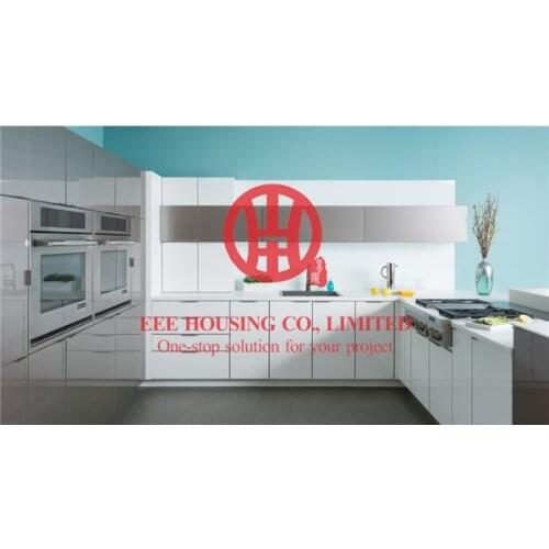 Customized modern lacquer kitchen cabinet with excellent design and quality MOQ is 1 set & sipping by sea