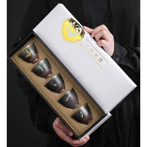 Ceramic Cup Water Ware Bar Gift Box Japanese Retro Kiln Change Clay 60ML Decoration Household Kitchen Supplies Drinkware