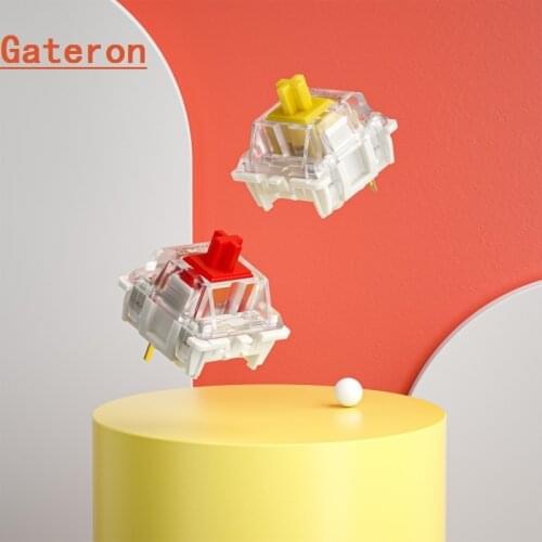 Gateron Yellow Red Pro Switch Linear 3 Pin Custom Mechanical Gaming Keyboard GK61 GK64 SK61 SK87 Mx Switch 65G Trasparent Button