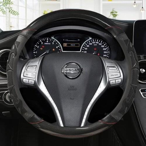 Leather Steering Wheel Cover for Nissan Qashqai Juke Primera Versa Almera Terrano Kicks March Murano 350z Terrano NV200