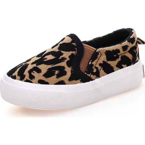 Spring Kids Shoes Boys Girls Casual Shoes Fashion Leopard Print Comfortable Canvas Shoes Children Sneakers Slip On Loafers