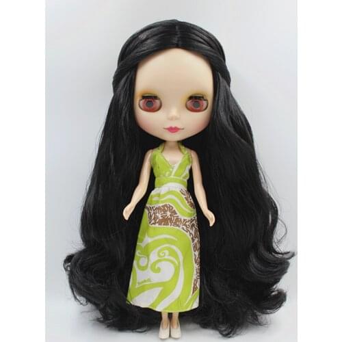 Blygirl Doll Black Medium hair Blyth Doll body Fashion can change makeup Fashion doll Frosted face shell Eyes closed