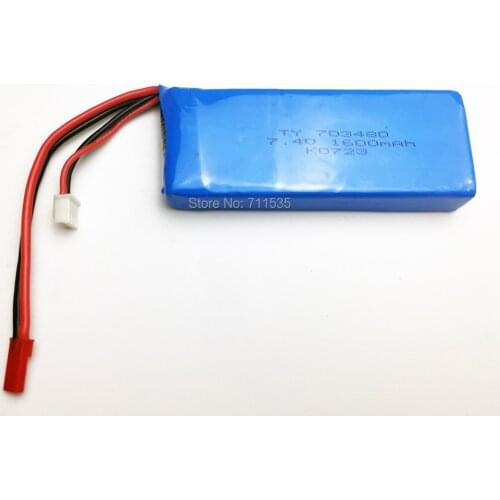 7.4V 1600Mah Lipo Battery JST Connector Plug Spare Parts For WLtoys V323 RC Helicopter 90x34x14mm