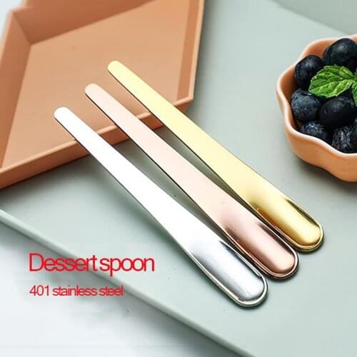 1pc 401 stainless steel household tea shop cafe scoop spoon, long handle spoon for dessert coffee fruit ice cream tea mash