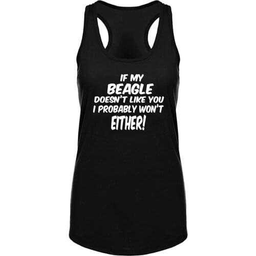 Lyprerazy Womens If My Beagle Doesn't Like You Workout Gym Funny Printed Tank Top