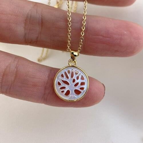 Fashion Lucky Life Tree Women Necklaces Natural Mother of Pearl Shell Pendant Jewelry