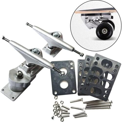 Set of 6.25 inch Longboard Skateboard Trucks Impact Resistance Standard Skateboard Riser Pads Replacement, Aluminium Alloy