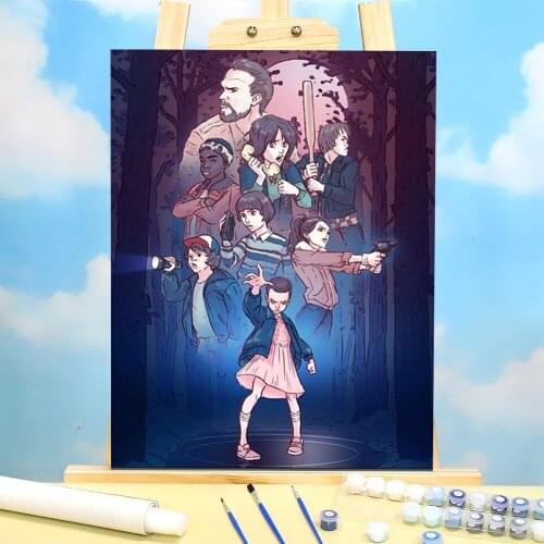 Stranger Things Character Poster Carton Painting By Numbers Kit Oil Paints 50*70 Boards By Numbers Handmade For Wholesale