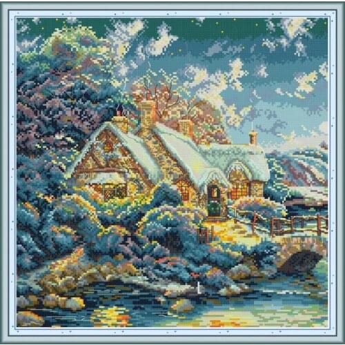 House in the Hills cross stitch kit aida 14ct 11ct count print canvas cross stitches needlework embroidery DIY handmade
