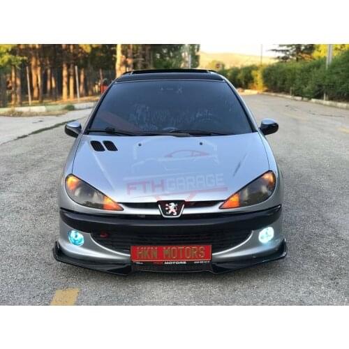 Front Bumper Attachment For Peugeot 206, 3 Piece Piano Black Lip Splitter Auto Car Styling Accessory Ornament
