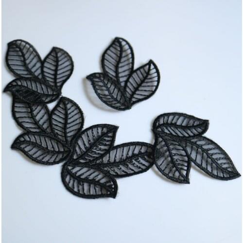5pc DIY fashion organza leaves Patches for clothing Embroidery floral patches for bags decorative parches applique sewing craft