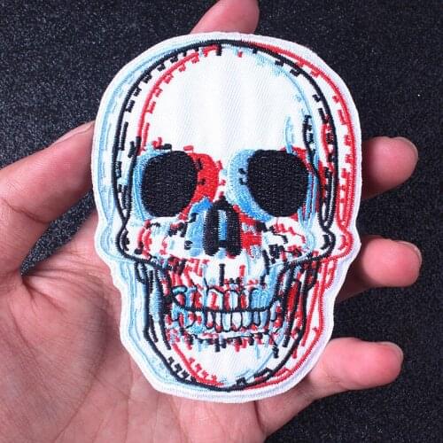 Punk Skull Patches Embroidered Clothes Patches Iron on Stickers for Jacket Jeans Stirpe Decoration DIY Applique Badges Patchwork