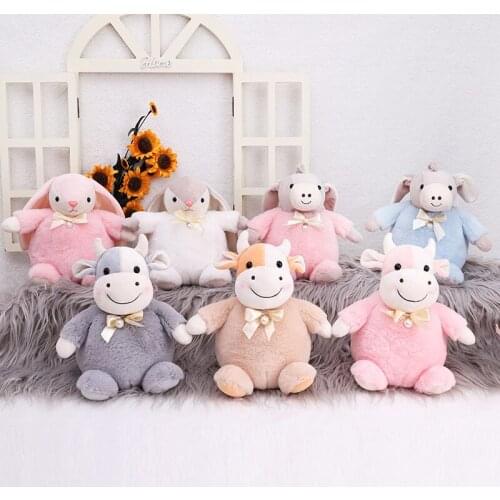 New 20cm Cute Chubby Rabbit&Cattle&Donkey Plush Toy Lovely Animal Fluffy Bunny Doll Stuffed Soft Baby Finger Toys Birthday Gift