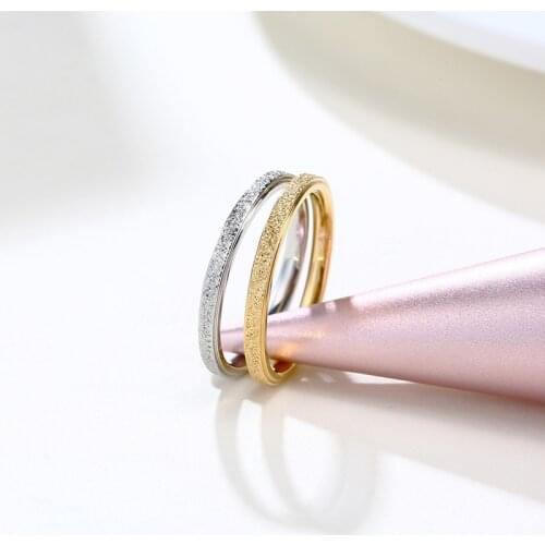 Simple Thin 2 MM Wedding Band Rings for Women Sandblast Stainless Steel Anniversary Gifts Jewelry
